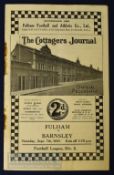 Pre war 1935/36 Fulham v Barnsley Div. 2 football programme 7 September; slight crease, heavy rust