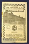 Pre war 1934/35 Fulham v Bolton Wanderers Div. 2 football programme 23 March; fold, heavy rust to