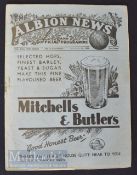 1938/39 West Bromwich Albion v Blackburn Rovers reserves Central League match programme 5 November