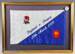 1999 England v France Touch judge’s Flag: Scarce chance to own an attractive, striking item in the