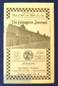 Pre war 1938/39 Fulham v Luton Town Div. 2 football programme 3 December; slight crease, slight rust