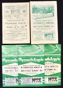 Plymouth Argyle friendly match football programmes to include Plymouth Argyle v Army XI 1954, v