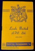 1952/53 Leeds Utd v Liverpool friendly match programme 31 January, slight crease, o/wise good.