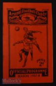 1937/38 Arsenal v Stoke City Div. 1 football programme 5 March, rusty staple o/wise good.
