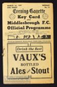 1946/47 FAC Middlesbrough v Burnley football programme 1st March; Slight crease, slight “pull” to