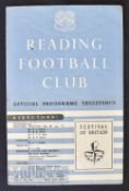 1951 Festival of Britain Reading v National Luxembourg match programme 16 May;fold, crease, rusty