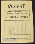 1939/40 War abandoned season Orient v Tottenham Hotspur football programme Football regional