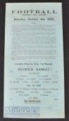 1923/24 London Charity Cup football match programme Dulwich Hamlet v Nunhead 6 October at Champion