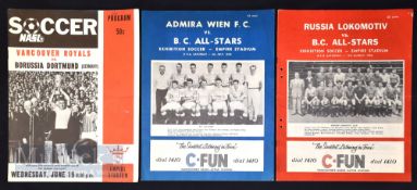 Selection of tour match football programmes to include 1956 BC All Stars v Lokomotive Moscow 11