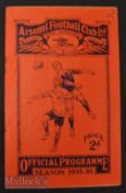 1935/36 Arsenal v Sheffield Wednesday Div. 1 football match programme 14 September, slight crease,