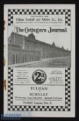 1935/36 Fulham v Burnley Div 2 match programme 18 September, slight fold, heavy rust to staple.