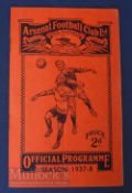 1937/38 Arsenal v Grimsby Town Div. 1 match programme 19 March; team changes, no staple, rust mark.