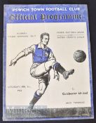 1937/38 Ipswich Town v Colchester Utd football programme 5 February, Southern League. Fold, o/wise