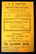 1933/34 Barnet v Wimbledon London Senior Cup match programme 6 January, 4 pager; team changes +