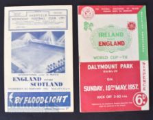 1957 Republic of Ireland v England football programme World Cup qualifying match 19 May 1957 at