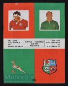Scarce 1974 British Lions Rugby 2nd Test Programme: SA v Lions 2nd test at Pretoria, teamsheet