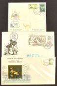 South Africa Rugby 1st Day Covers (7): 1964 75th Jubilee Year, 1977 5 different World XV in SA games