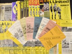 Selection of Oxford Utd home match programmes from 1962/63 (1st league season) onwards to include