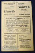 1935/36 Harwich & Parkeston v Chelmsford Eastern Counties League football programme 11 January; name