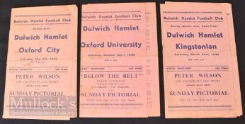 1938/39 Dulwich Hamlet home match programmes v Oxford City 6 May, v Oxford University 22 October,