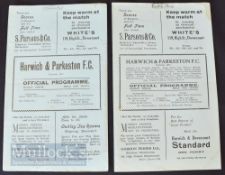 1934/35 Harwich & Parkeston friendly match programmes v Custom House (fr 22 December), v