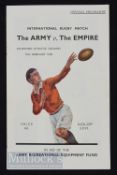 1940 Rare Wartime The Army v The Empire Rugby programme: Full of stars and just as the Phoney War