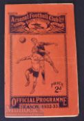 1932/33 Arsenal v Middlesbrough football programme 26 November Division 1 match; Slight crease, o/