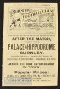 1912/13 Burnley v Oldham Athletic reserve Central League match programme, 14 September, ex.bound