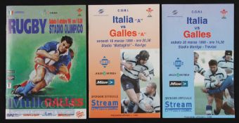 1990s Italy v Wales & Wales ‘A’ Rugby Programmes (3): The pre-6 Nations games in 1996 (Rome) &