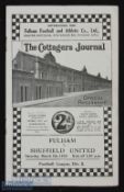 1937/38 Fulham v Sheffield Utd Div. 2 match programme 5 March, slight rust to staple, o/wise good.