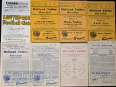 Selection of Southport home football programmes to include 1949/50 Hull City (FAC), 1951/52