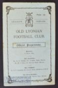 1925/26 Old Lyonian FC v Uxbridge Town FAC 3 October match programme; fair condition.