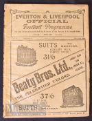 1911/12 Everton v West Bromwich Albion Div. 1 match programme (double issue with Liverpool