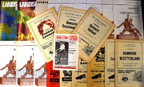 Selection of Denmark home international match football programmes to include 1956 Holland, USSR 1958
