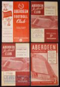 Selection of Aberdeen home match programmes to include 1951/52 East Fife, 1954/55 Motherwell, Hearts