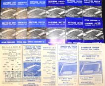 Collection of Southend Utd home football programmes 1955/56 Walsall 1957/58 Sparta Rotterdam (f)