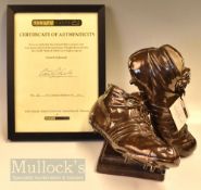 Sir Gareth Edwards’ Rugby Boots, Ceramic Cast Limited Edition: Very scarce and desirable, bronze