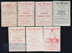Selection of Liverpool home match programmes to include 1946/47 Birmingham City (FAC), Derby