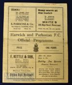 1933/34 Harwich & Parkeston; Essex v The Army representative match Wednesday, 13 September, 4 page