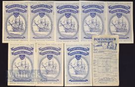 Collection of Portsmouth home match programmes to include 1949/50 Manchester Utd (FAC) 1952/53 WBA