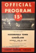 1955 Tour match Sunderland v Huddersfield Town football programme 4 June Varsity Stadium Toronto.