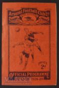 1928/29 Arsenal v Brighton & Hove Albion match programme London combination 6 October; heavy rust