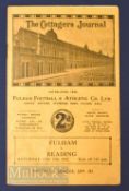 Pre war 1931/32 Fulham v Reading football programme Div. 3 (S) 13 February; has handling wear, o/