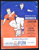 1956 Tour match Aberdeen v Everton football programme 9 June in Vancouver. Slight tears, fair
