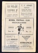 1932/33 Bexhill FC v Horsham FA Amateur Cup football programme 8 October 1932. Light crease, o/