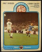 1976/77 Manchester City v Derby County Div. 1 match programme; 4 December 1976 famous for the advert