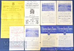 Selection of Shrewsbury Town home match programmes to include 1952/53 Queens Park Rangers (FAC