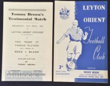 1950/51 Leyton Orient v West Ham Utd football benefit football programme 23 April 1951, 4 pager;