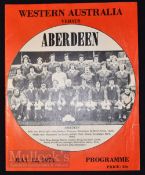 1974 Australian tour Western Australia v Aberdeen match programme dated 12 May; small edge tear, o/
