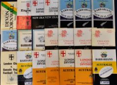 1962-92 Rugby Tourists at Twickenham Programmes (21): With some duplication, Barbarians v